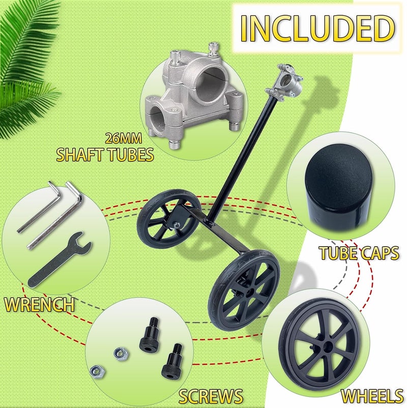 JOOPSAM 19.48" Adjustable Height String Trimmer Support Wheel with 26mm Handle Clamp, 6" Wheels Walk Behind String Trimmer Auxiliary Attachment for Easy Push Weed Trimmer Grass Cutter - Image 4